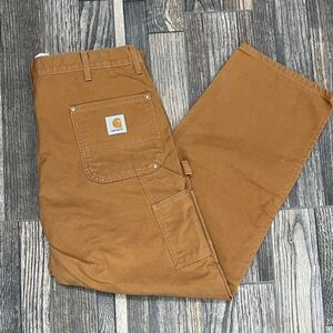 🔥🔥 Vintage CARHARTT DOUBLE KNEE Denim Canvas Workwear Cargo Pants Sz 44x32 - E